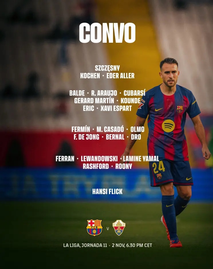 ترکیب بارسلونا در بازی امشب