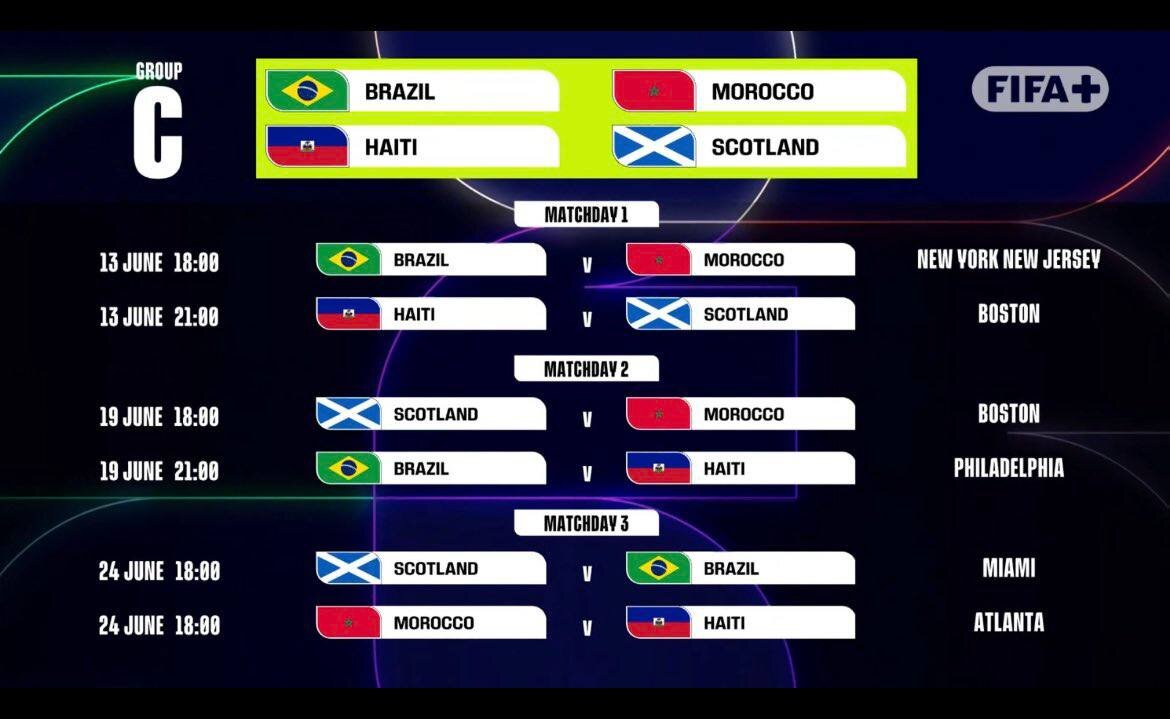 ساعت بازی‌ های گروه C جام جهانی