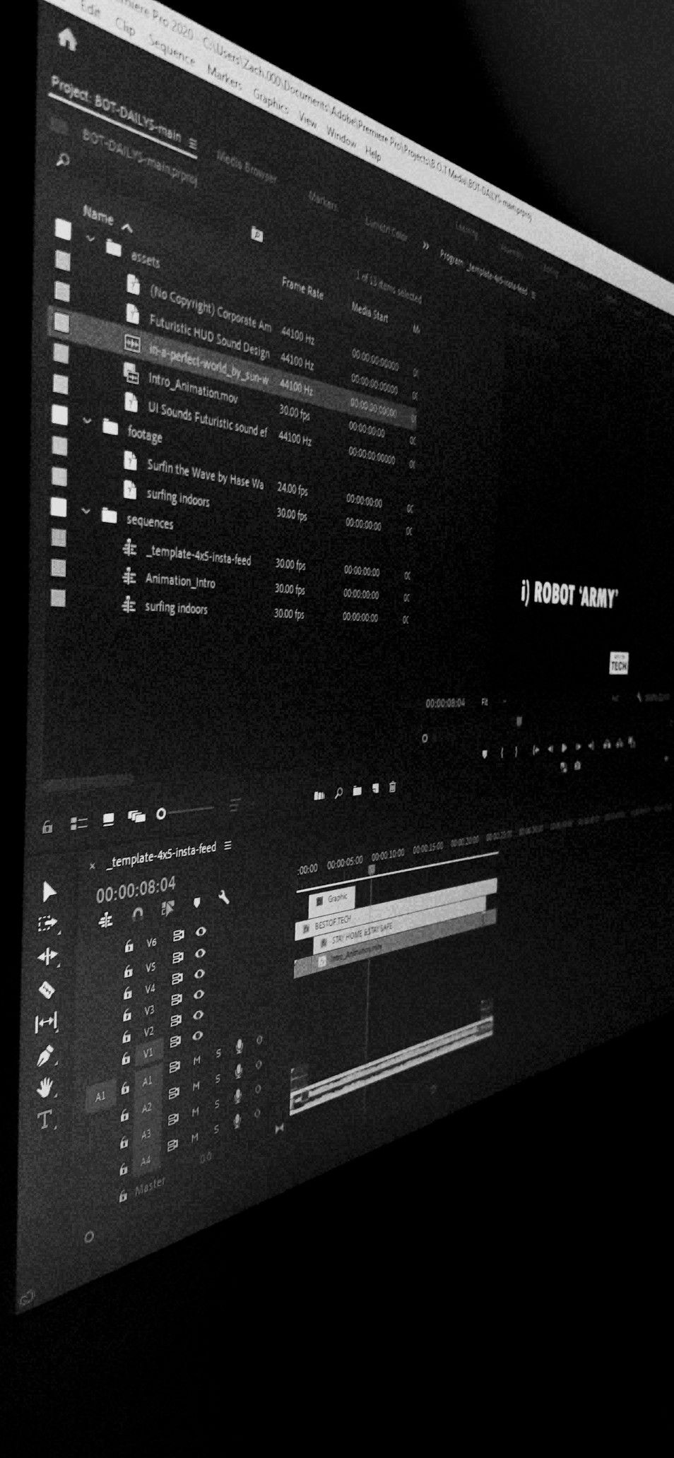 گرفتن پروژه در پریمیر