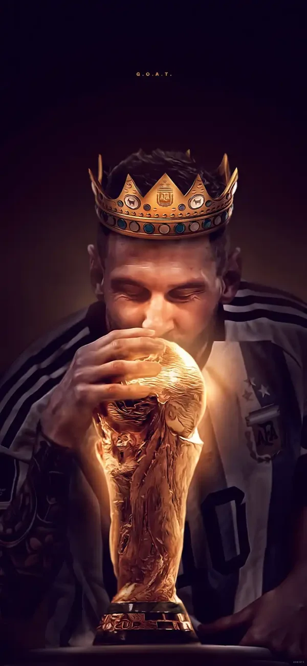 عکس کارتونی مسی با جام جهانی